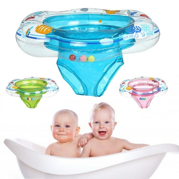 Bouée gonflable double sécurité avec deux bébés dans la baignoire
