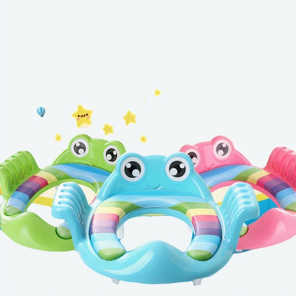 Siège de toilette 2 en 1 portable pour bébé en forme de grenouille un bleu un rose et un vert