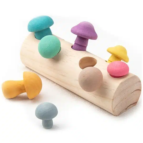 Jouet de cueillette de champignons en bois en plusieurs coloris