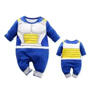 Barboteuse en coton Dragon Ball Z pour bébé bleu avec un fond blanc
