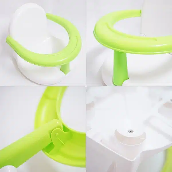Un siège de bain pliant blanc et vert pour bébé