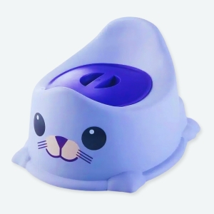 Deux pots bébé portable motif ours un bleu et un rose par terre