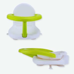 Un siège de bain pliant blanc et vert pour bébé