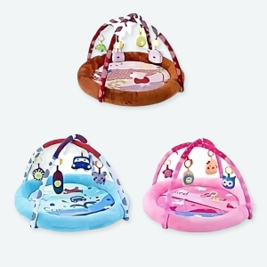 Trois tapis de jeux pour bébé en plusieurs coloris un marron, un rose et un bleu