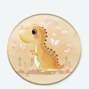 Un tapis de sol antidérapant pour enfants avec un motif dinosaure marron