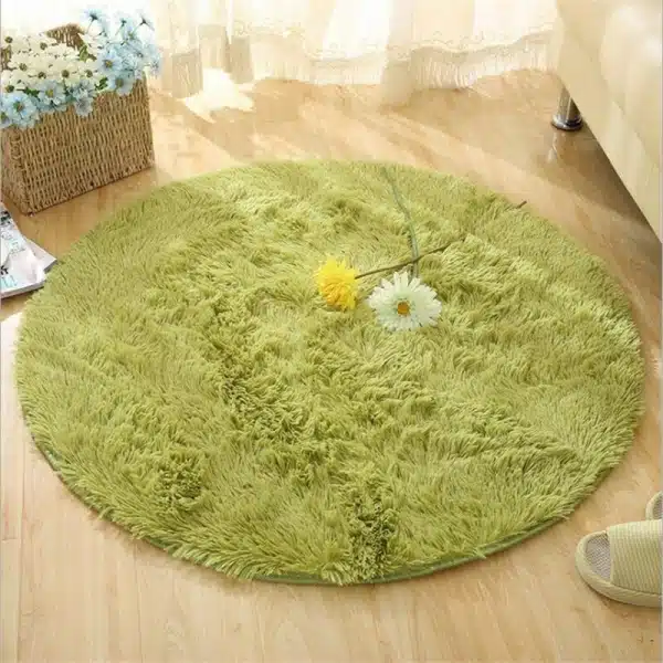 Tapis décoratif vert avec des fleurs sur le tapis pour chambre de bébé