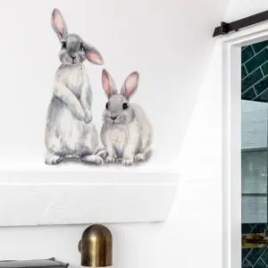Autocollants muraux en forme de deux lapins