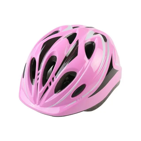 Casque de vélo pour enfants 49-59cm de couleur rose avec un fond blanc