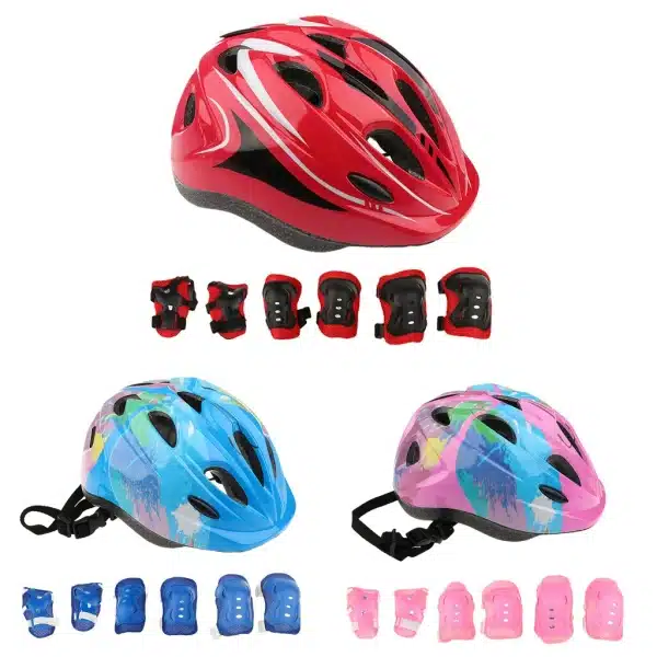 Équipement de protection de vélo pour enfants avec plusieurs coloris comme le rouge, le bleu et le rose
