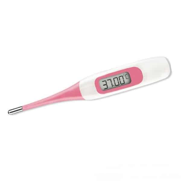 Thermomètre oral numérique pour bébé avec un fond blanc