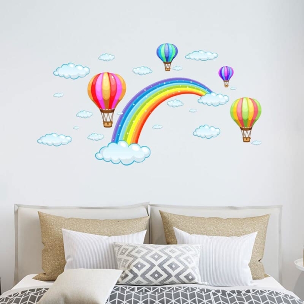 Autocollants muraux en forme de ballon d'air chaud et de nuage 16873 phrm2h