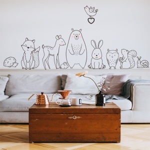 Autocollants muraux à motif animal dessin animé dans un salon