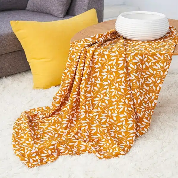 Couverture en mousseline orange à motifs fleuris pour bébé