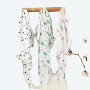 Couverture à langer en mousseline de bambou et coton pour bébé à plusieurs motifs et coloris