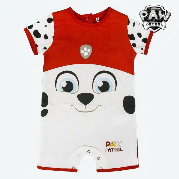 Barboteuse manches courtes pour bébé The Paw Patrol avec un fond blanc et le logo "Paw Patrol"