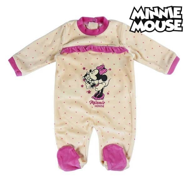 Barboteuse à manches longues pour Bébé Minnie Mouse avec un fond blanc et le logo Minnie