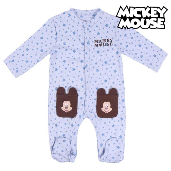 Barboteuse hiver pour bébé Mickey Mouse bleu avec un fond blanc et le logo Mickey