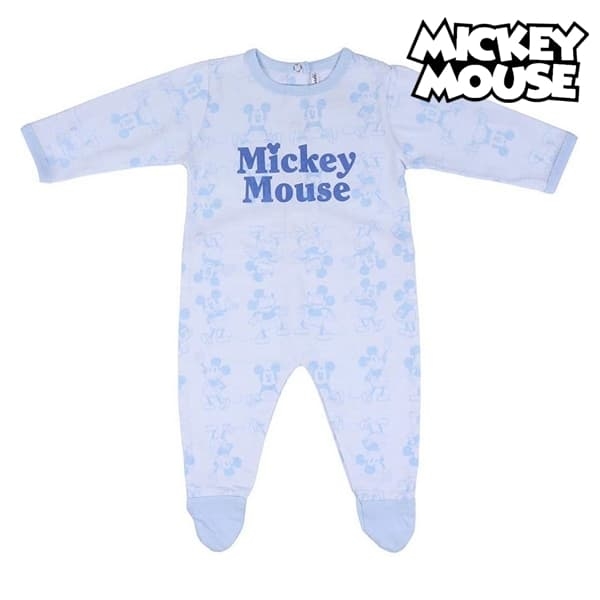 Barboteuse bleue à manches longues Mickey avec un fond blanc et le logo Mickey