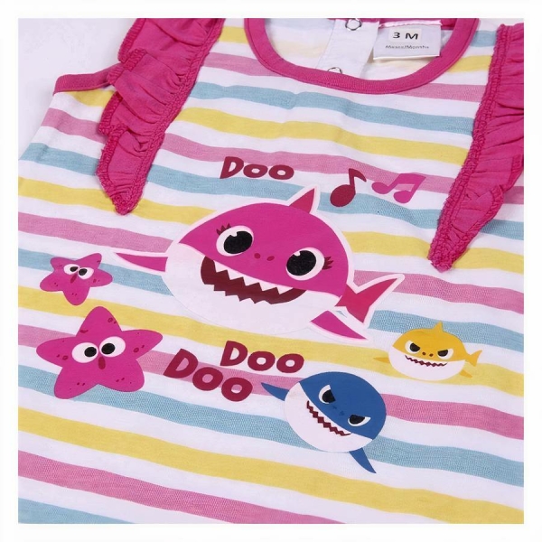 Barboteuse rose sans manches Baby Shark – Image 2