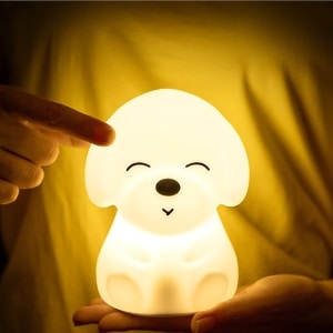 Veilleuse en silicone en forme de petit chien lumineux de couleur blanche