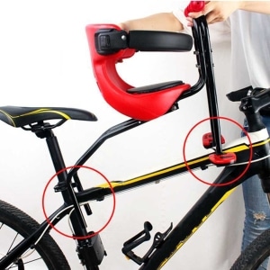 Siège de vélo avant pour enfant rouge avec un vélo