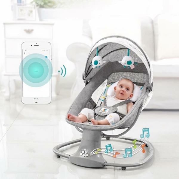 Berceau électrique et musical télécommandé pour bébé avec connexion Bluetooth – Image 6