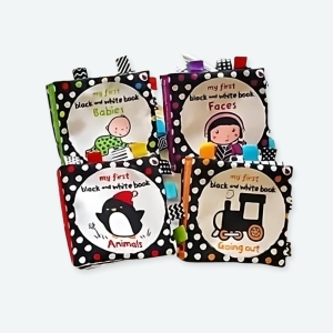 Livre en tissu pour bébés avec plusieurs motifs et coloris