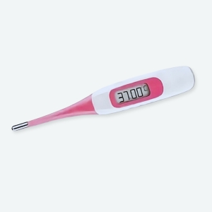 Thermomètre oral numérique pour bébé avec un fond blanc