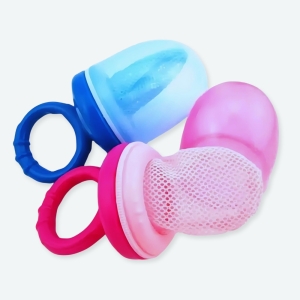 Tétine porte aliment pour bébé une rose, une bleue et une violette