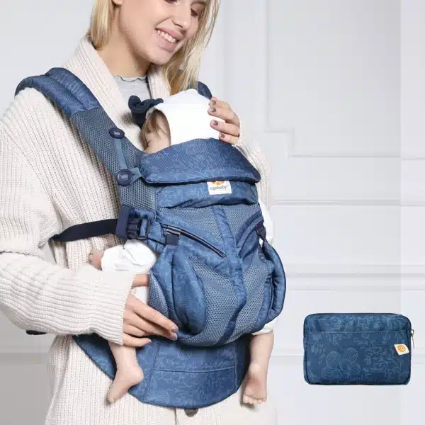 Sac porte bébé multifonctionnel avec un fond d'une maman qui est avec son bébé