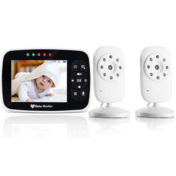 Babyphone vidéo sans fil 3.5 pouces avec un fond blanc