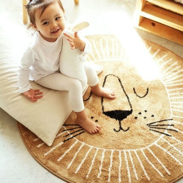 Tapis de jeu pour bébé imprimé en dessin de lion 100cm 20367 twmy82