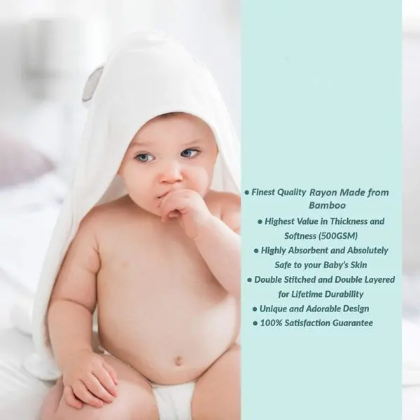 Serviette de bain à capuche en bambou biologique pour bébé – Image 3