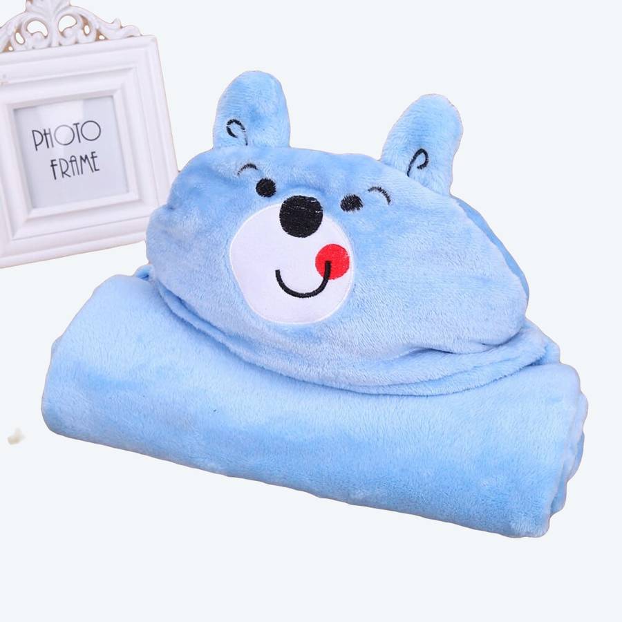 Couverture à capuche pour bleu en forme d'ours nouveau-né