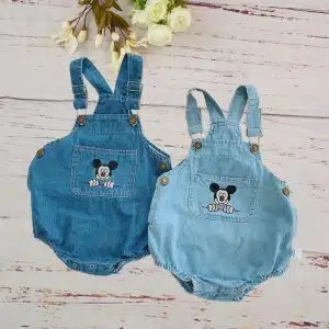 Combinaison de cowboy pour enfant bleu foncé et bleu avec un imrpimé Mickey Mouse