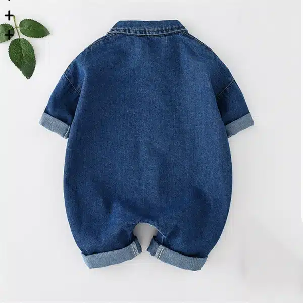 Barboteuse en denim doux pour bébés – Image 3
