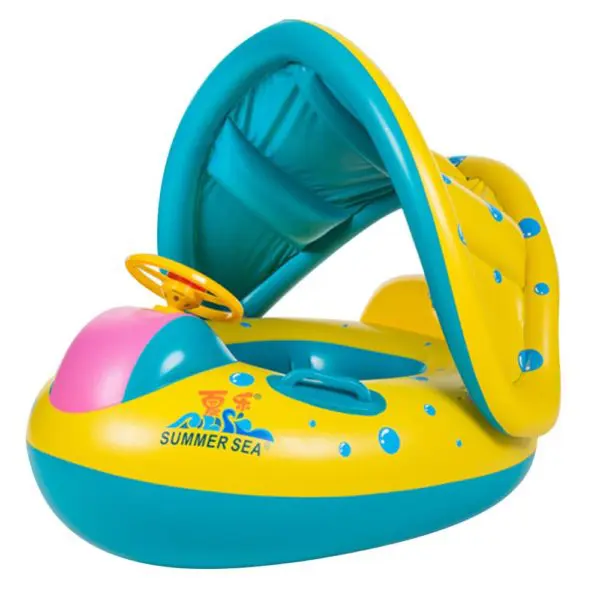 Anneau de natation gonflable pour enfants jaune avec un fond blanc