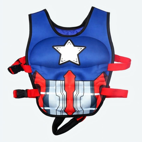 Gilet de natation à motif de super héros pour enfant avec un fond blanc