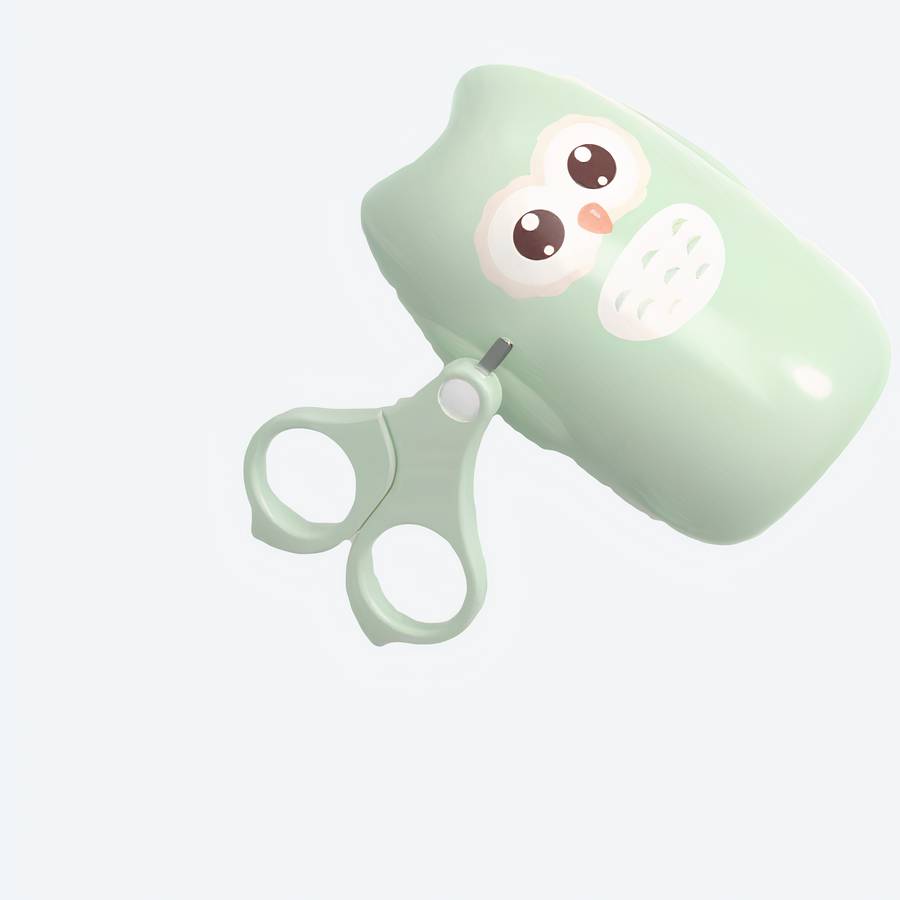 Ensemble d'accessoire de soin des ongles pour bébé vert avec un fond blanc