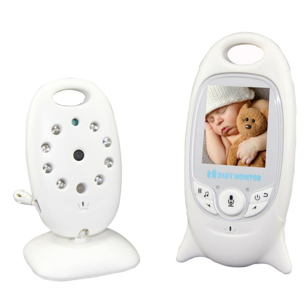 Moniteur de bébé sans fil blanc avec une image d'un bébé qui dort avec un fond blanc