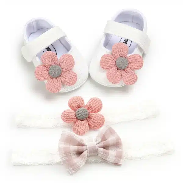 Chaussures en coton à motif de fleur pour nouveau-né – Image 6