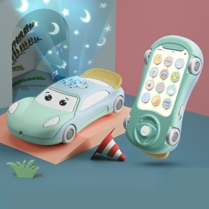Téléphone portable pour bébés vert en forme de voiture
