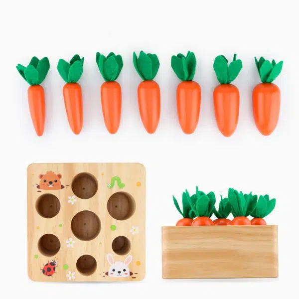 Jouet en bois motif carotte à tirer pour bébé – Image 3