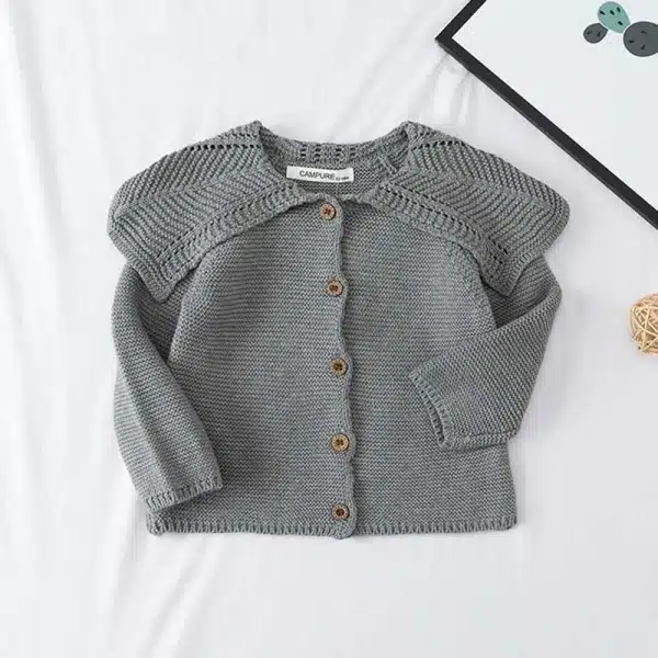 Cardigan tricoté pour bébé avec col à pétales – Image 5