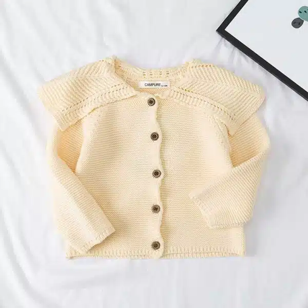 Cardigan tricoté pour bébé avec col à pétales – Image 4