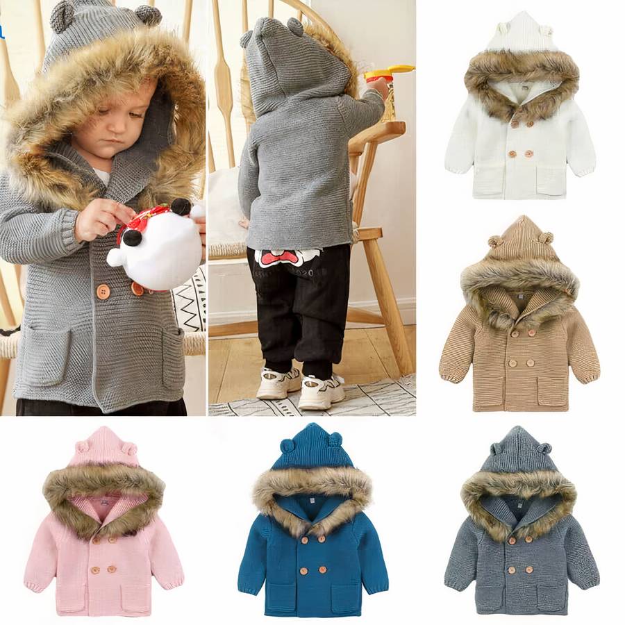 Veste avec col en fourrure pour bébé – Image 3