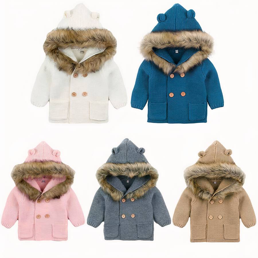 Veste avec col en fourrure pour bébé – Image 2