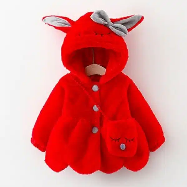 Manteau en peluche avec oreilles de lapin pour bébés – Image 6