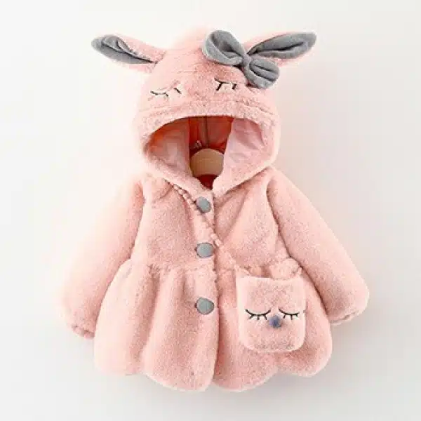 Manteau en peluche avec oreilles de lapin pour bébés – Image 5