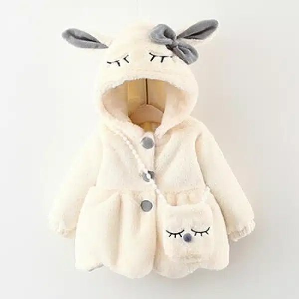 Manteau en peluche avec oreilles de lapin pour bébés – Image 4